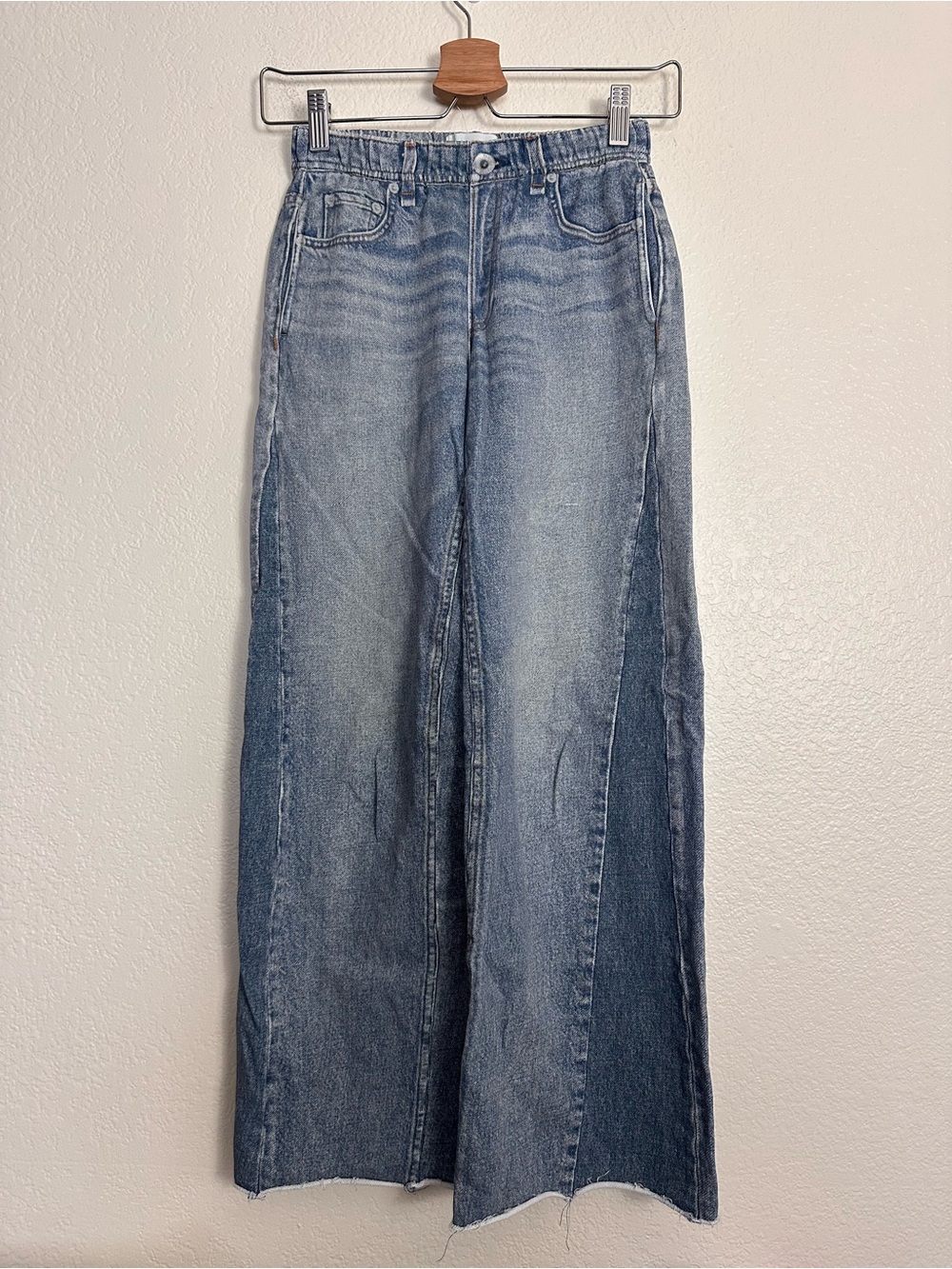 Rag & Bone Miramar Wide Leg Terry Cotton Jeans in Light Blue Size XXS - Picture 3 of 11